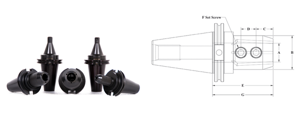 CAT 50 Coolant Through V-Flange End Mill Tool Holders